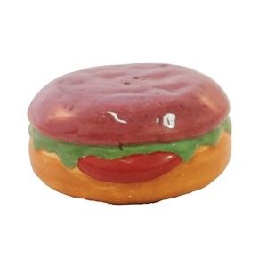 Ceramic single pepper shaker Hamburger 3" diam with stopper MSR Imports Inc 1995